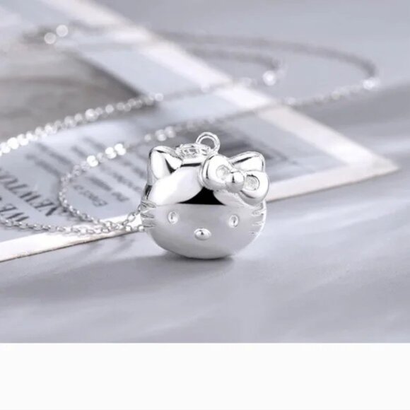 Hello Kitty Locket Necklace 925 Silver Plated Pendant Sanrio Rave Emo Opens Fun - Picture 3 of 9